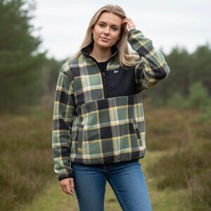 Salty Crew Polar Fleece Green Plaid Pullover